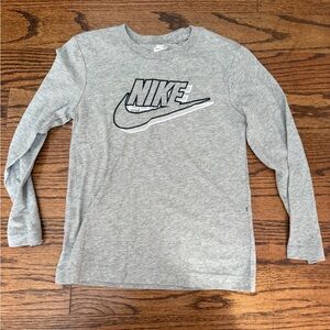 Nike Grey Long-Sleeve Logo Tee for Kids